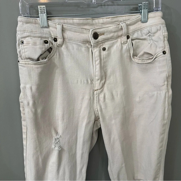 SER.OY.A Skinny Jeans Distressed Off White Jeans 30"x 28” - Picture 2 of 6